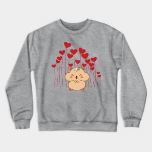 Valentine Hamster Heart balloon Chipmunk Crewneck Sweatshirt